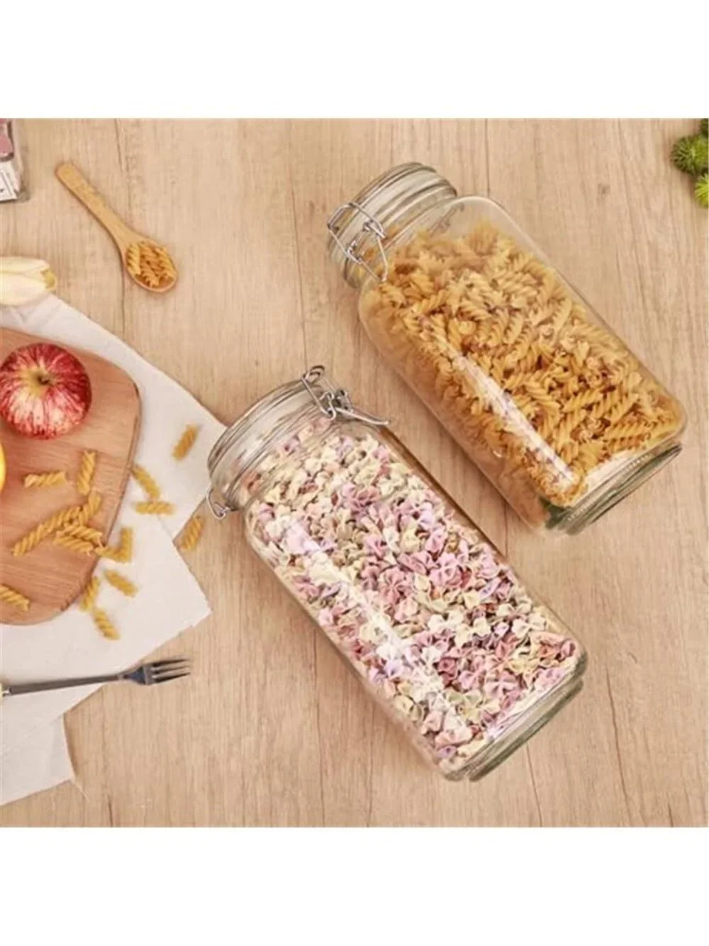 78oz Glass Food Storage Jars with Airtight Clamp Lids, 3 Pack Wide Mouth Large